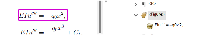 Acrobat tag tree: an equation tagged as a Figure, with no alternate text.